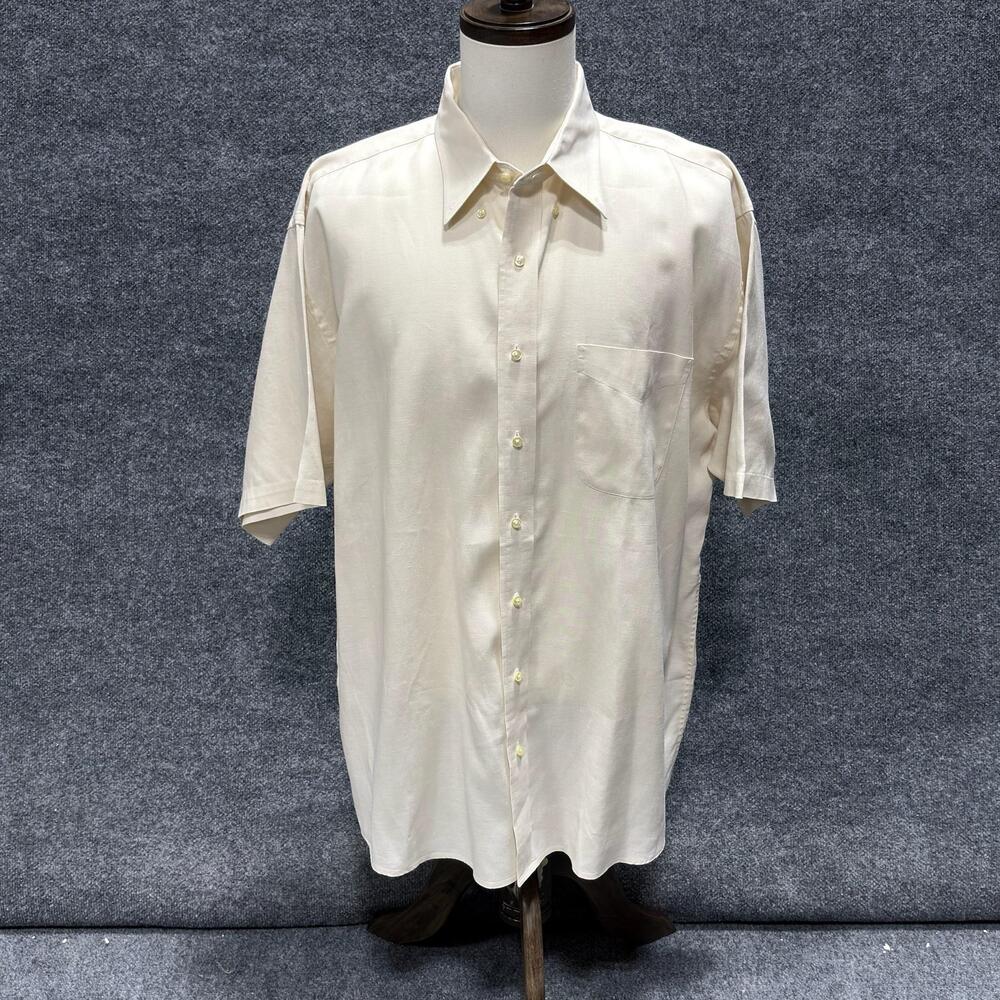 Jos A Bank Shirt Mens XL White 100% Linen Short Sleeve Button Front Casual